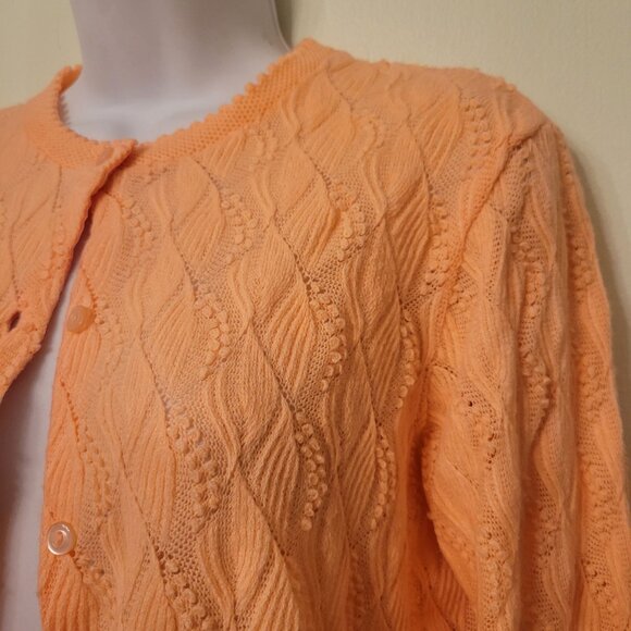 Vintage Americana Knitting Mills Miami Peach Cardigan Japan Feminine Sweater - Picture 2 of 5